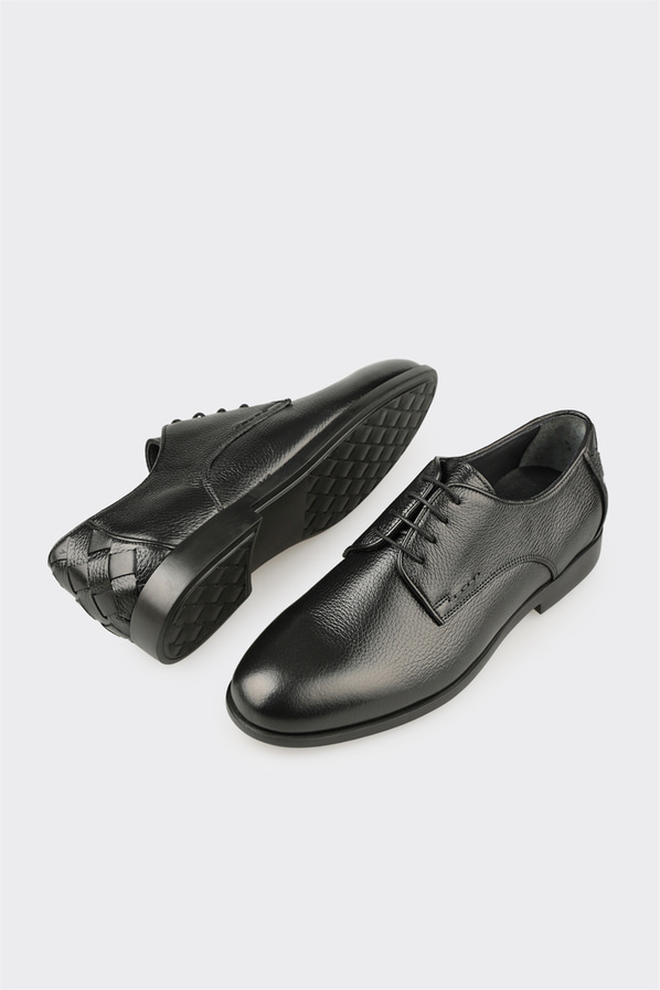 Siyah deri erkek klasik ayakkabı - Elle Shoes