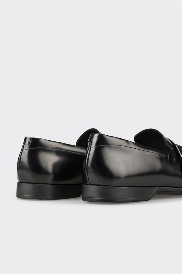 Siyah deri erkek loafer, klasik stil için - Elle Shoes