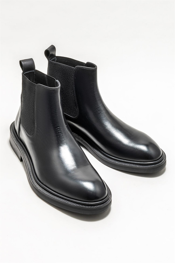 Siyah deri erkek klasik bot - Elle Shoes