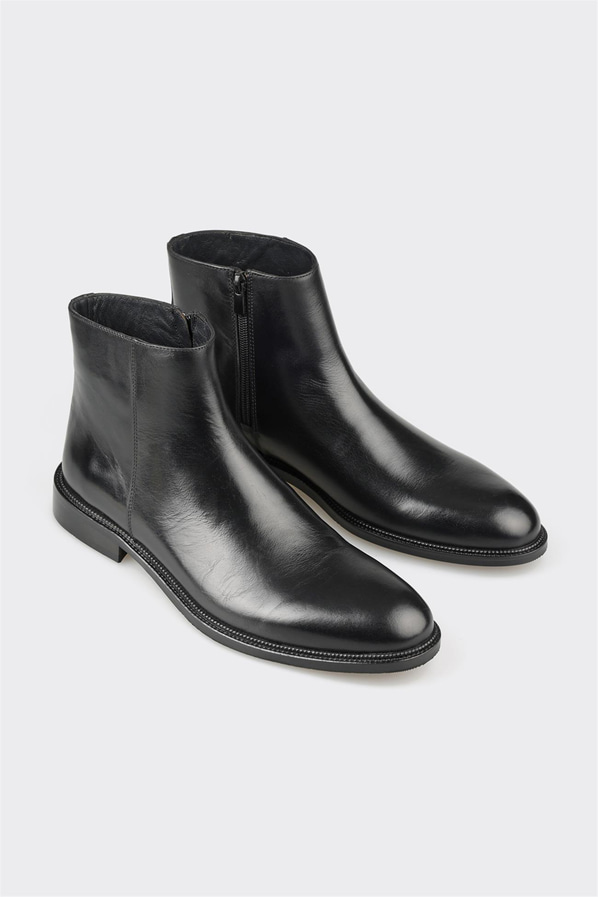 Siyah deri erkek klasik bot, ofis stili için - Elle Shoes