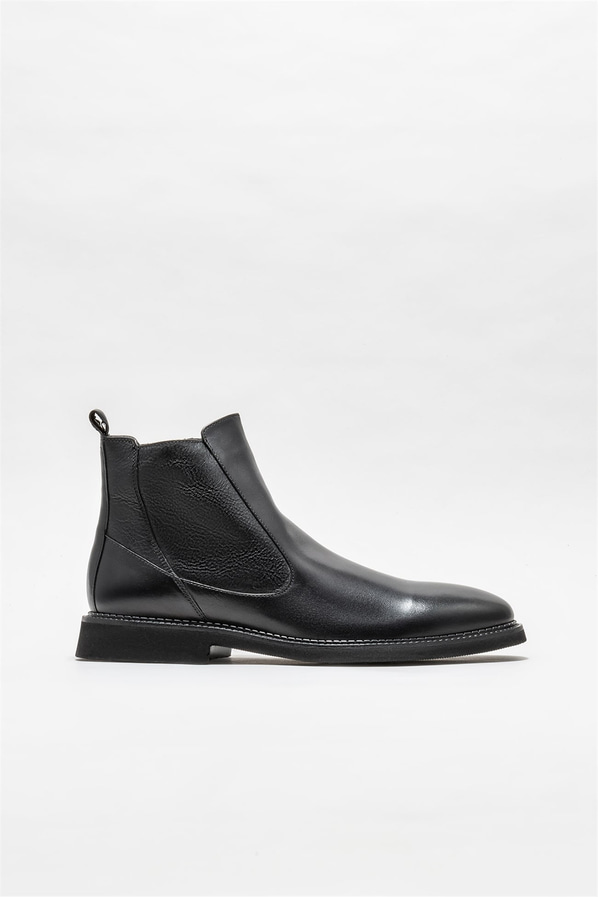 Siyah deri erkek klasik bot - Elle Shoes