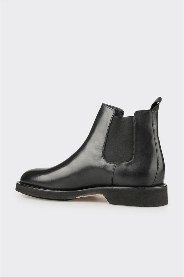 Siyah Deri Erkek Klasik Bot