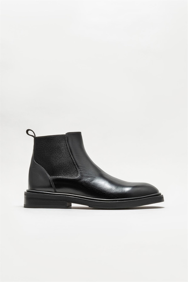 Siyah deri erkek klasik bot - Elle Shoes