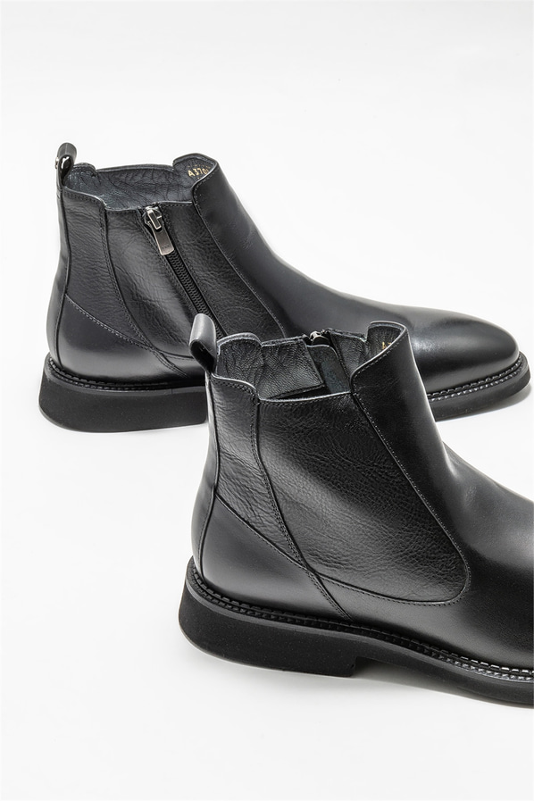 Siyah deri erkek klasik bot - Elle Shoes