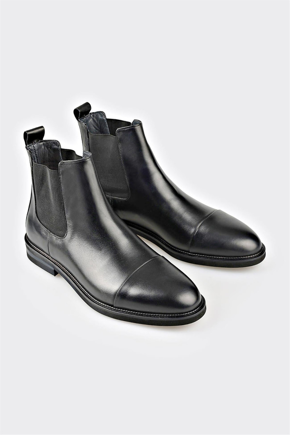 Siyah deri erkek klasik bot - Elle Shoes