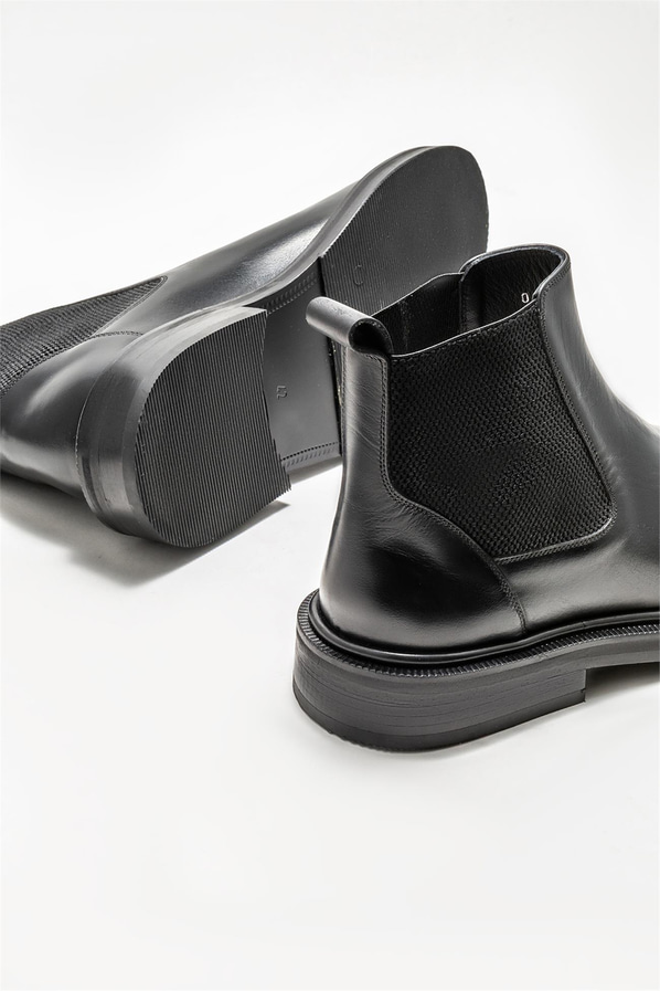 Siyah deri erkek klasik bot - Elle Shoes