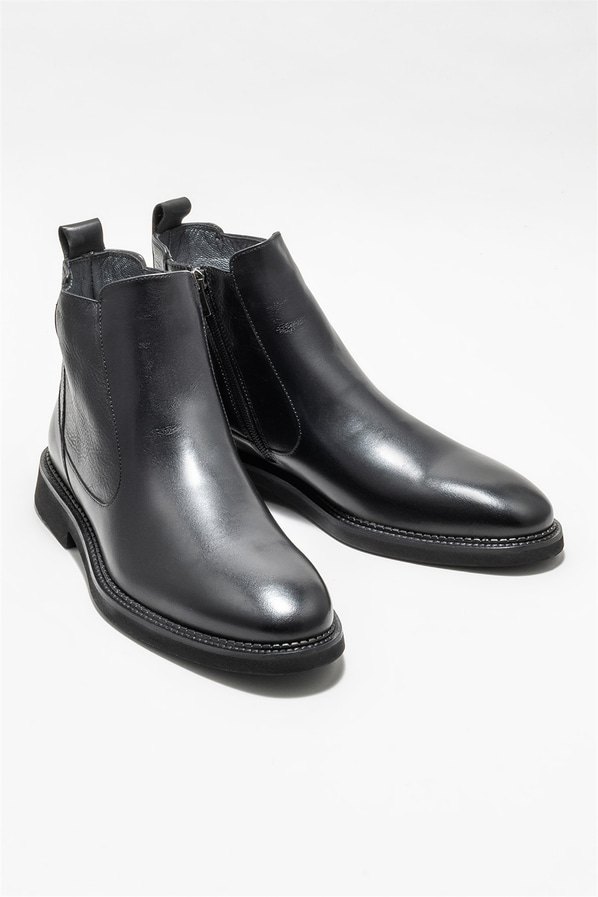 Siyah deri erkek klasik bot - Elle Shoes