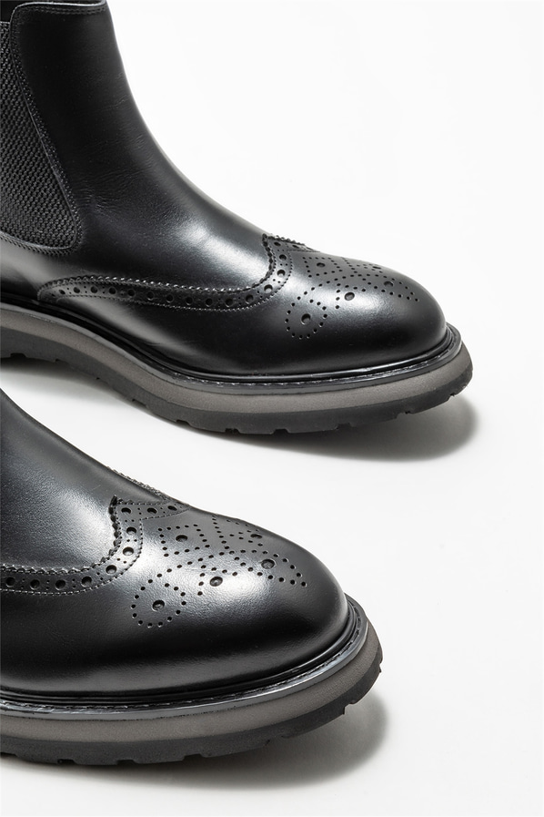 Siyah deri erkek klasik bot - Elle Shoes