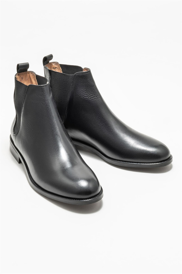 Siyah deri erkek klasik bot - Elle Shoes
