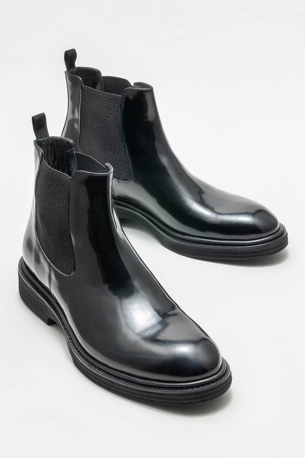 Siyah deri erkek klasik bot - Elle Shoes