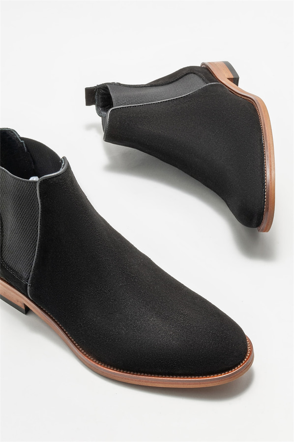Siyah deri erkek klasik bot - Elle Shoes