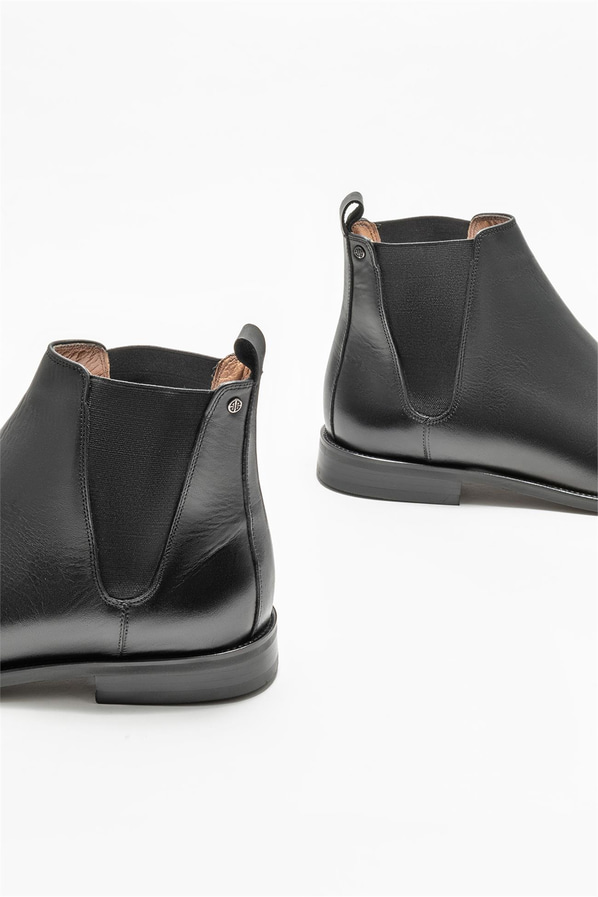 Siyah deri erkek klasik bot - Elle Shoes