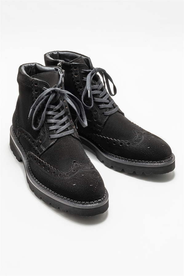 Siyah deri erkek klasik bot - Elle Shoes