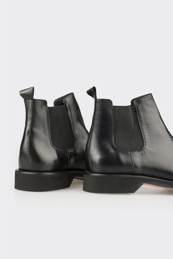 Siyah Deri Erkek Klasik Bot