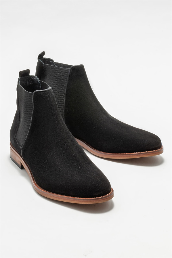Siyah deri erkek klasik bot - Elle Shoes