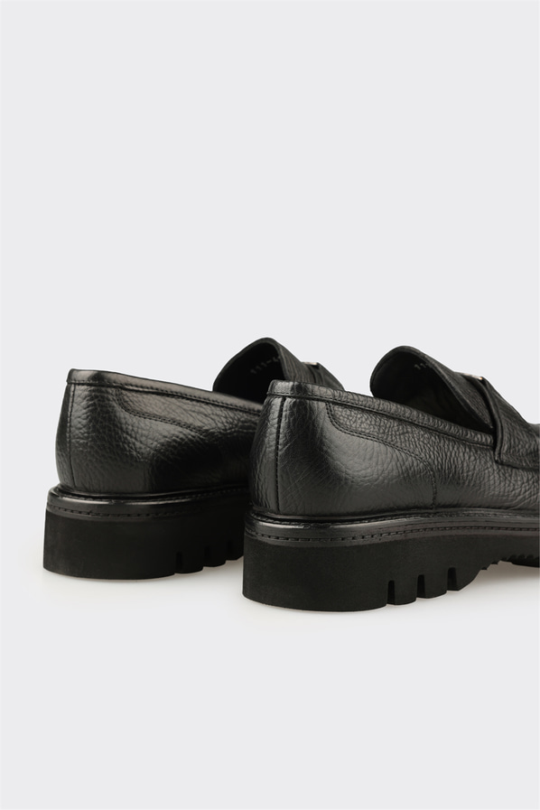 Siyah Deri Erkek Klasik Loafer
