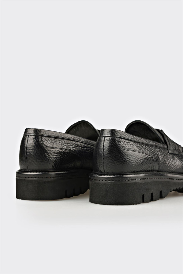 Siyah Deri Erkek Klasik Loafer