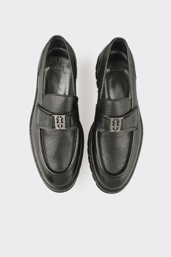 Siyah Deri Erkek Klasik Loafer