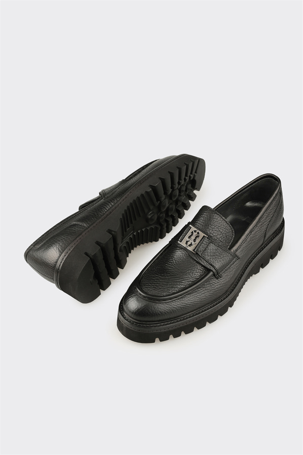 Siyah Deri Erkek Klasik Loafer
