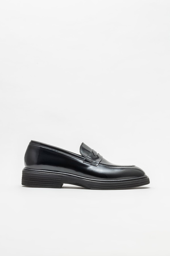 Siyah deri erkek loafer, klasik stil için - Elle Shoes