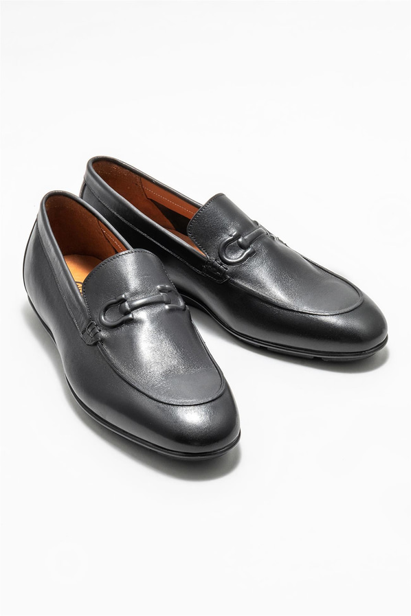 Siyah deri erkek loafer - Elle Shoes