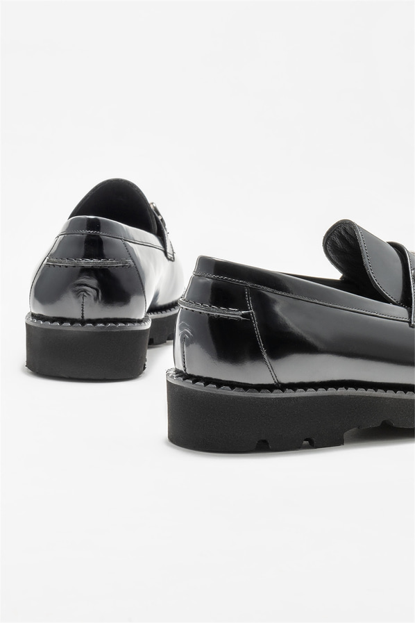 Siyah deri erkek loafer - Elle Shoes