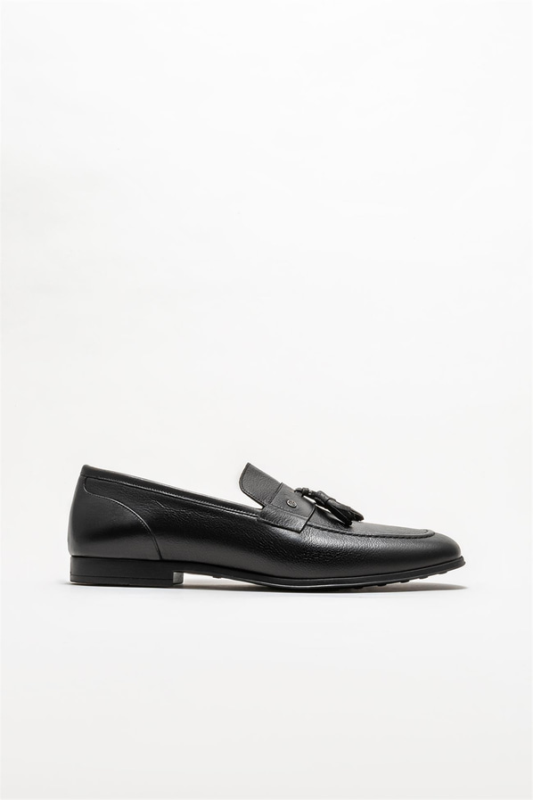 Siyah deri erkek loafer - Elle Shoes