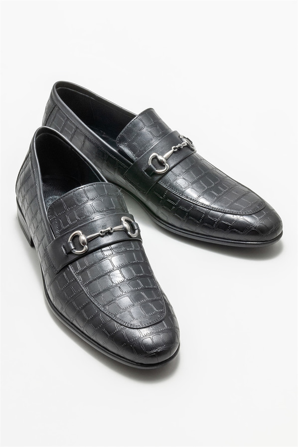 Siyah deri erkek loafer - Elle Shoes