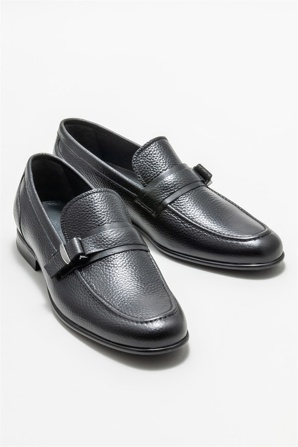 Siyah deri erkek loafer - Elle Shoes