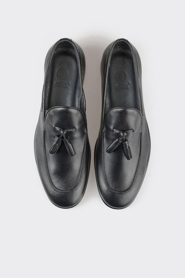 Siyah deri erkek loafer - Elle Shoes
