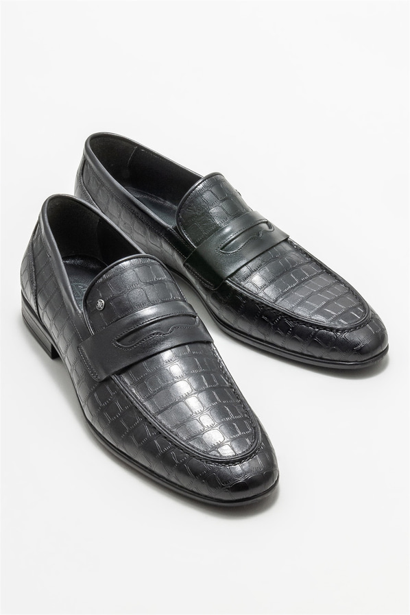 Siyah deri erkek loafer - Elle Shoes