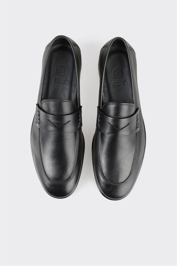 Siyah deri erkek loafer - Elle Shoes
