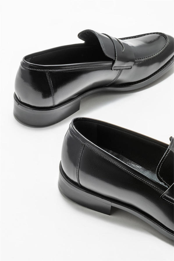 Siyah deri erkek loafer - Elle Shoes