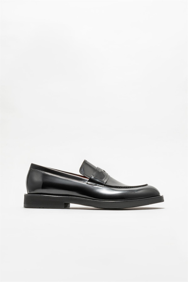 Siyah deri erkek loafer - Elle Shoes