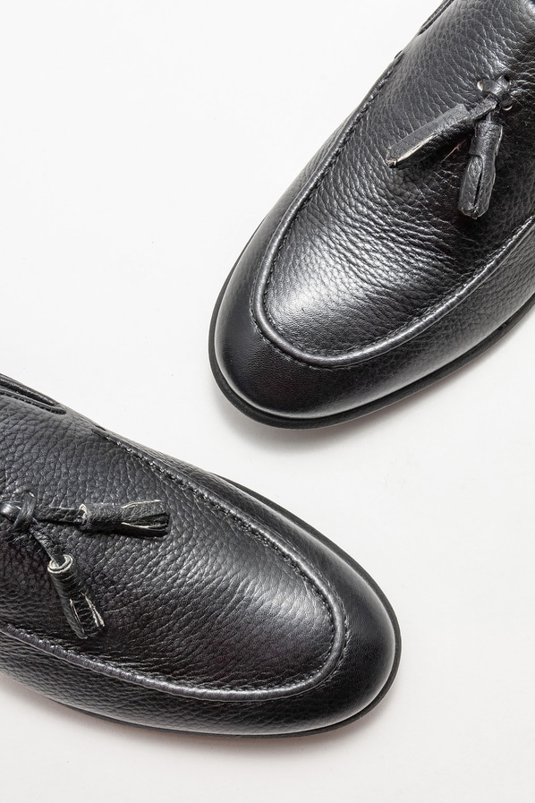 Siyah deri erkek loafer - Elle Shoes