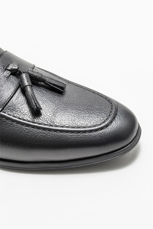 Siyah deri erkek loafer - Elle Shoes