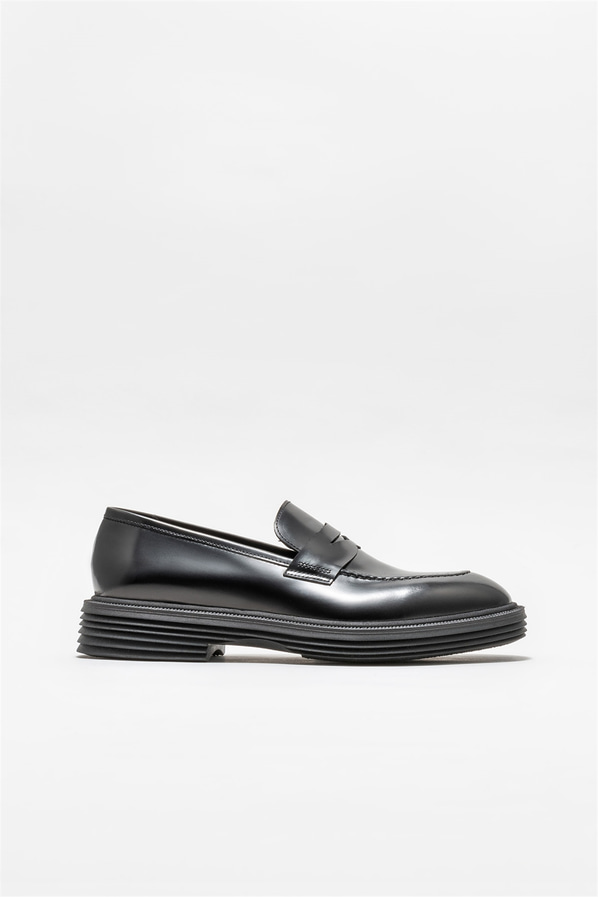 Siyah deri erkek loafer - Elle Shoes