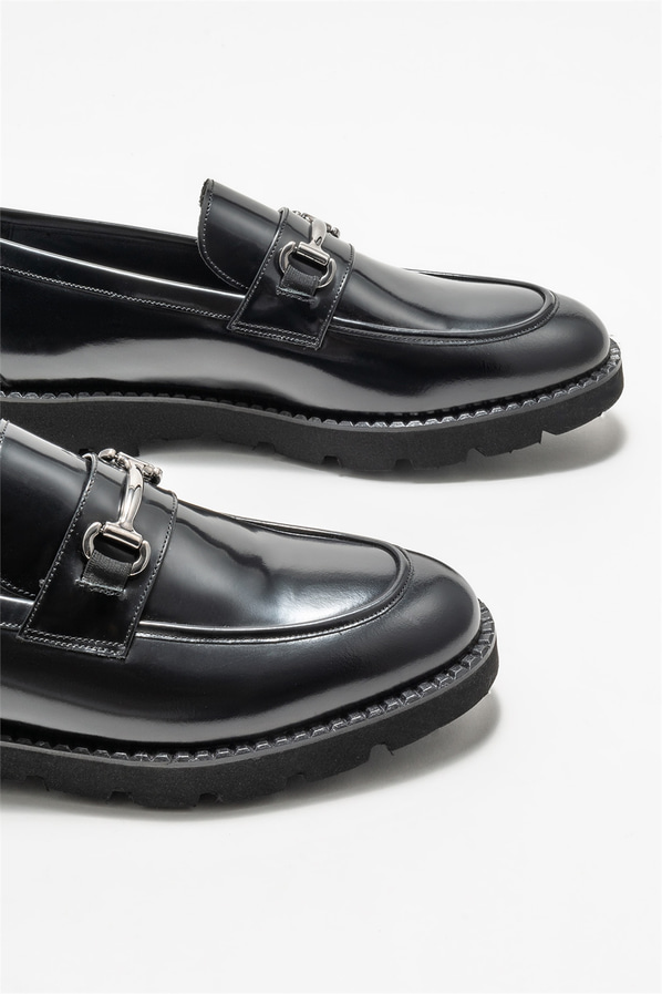 Siyah deri erkek loafer - Elle Shoes