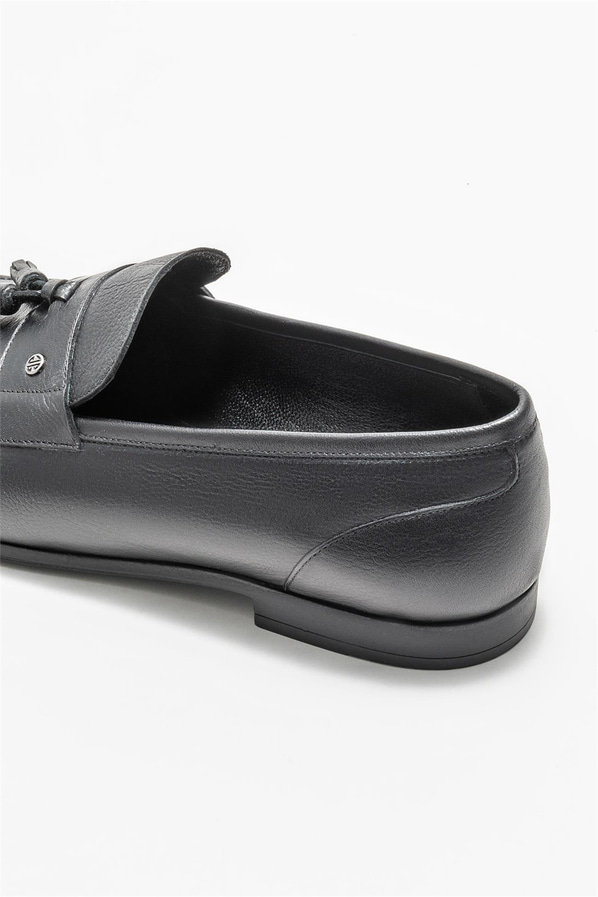 Siyah deri erkek loafer - Elle Shoes
