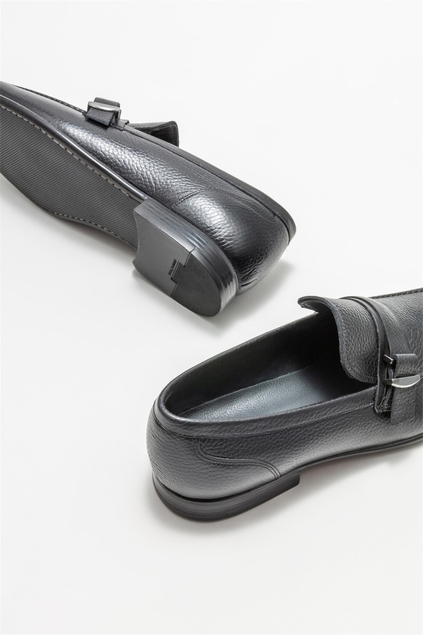 Siyah deri erkek loafer - Elle Shoes