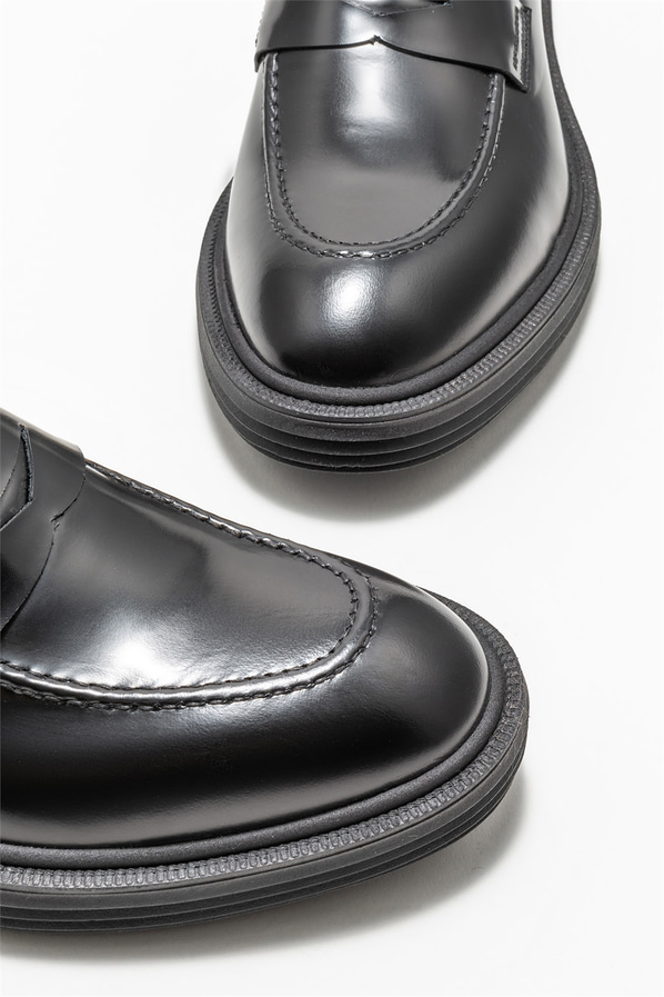 Siyah deri erkek loafer - Elle Shoes
