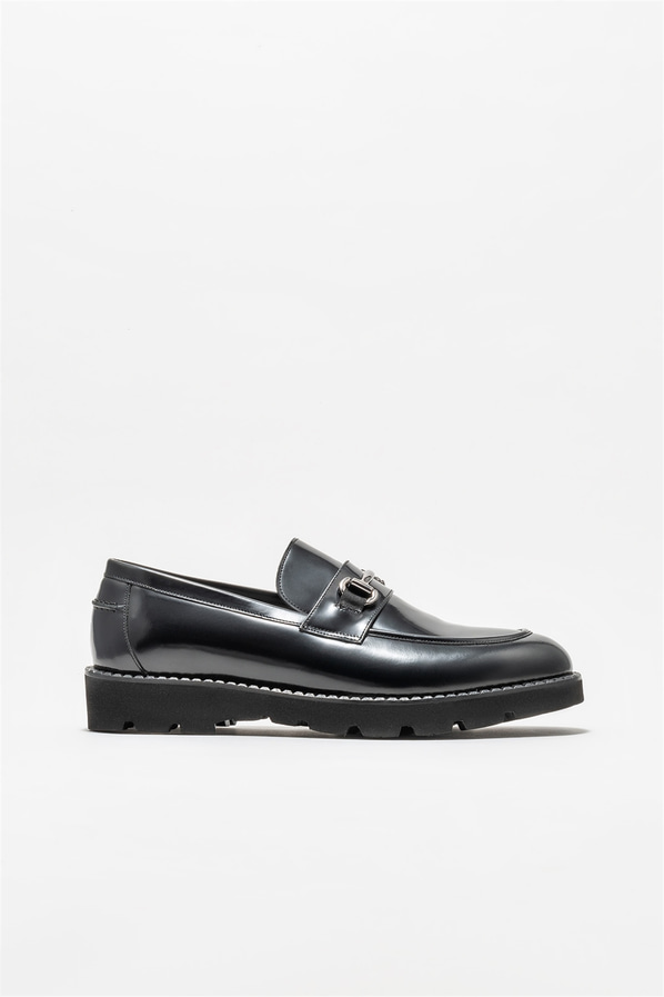 Siyah deri erkek loafer - Elle Shoes