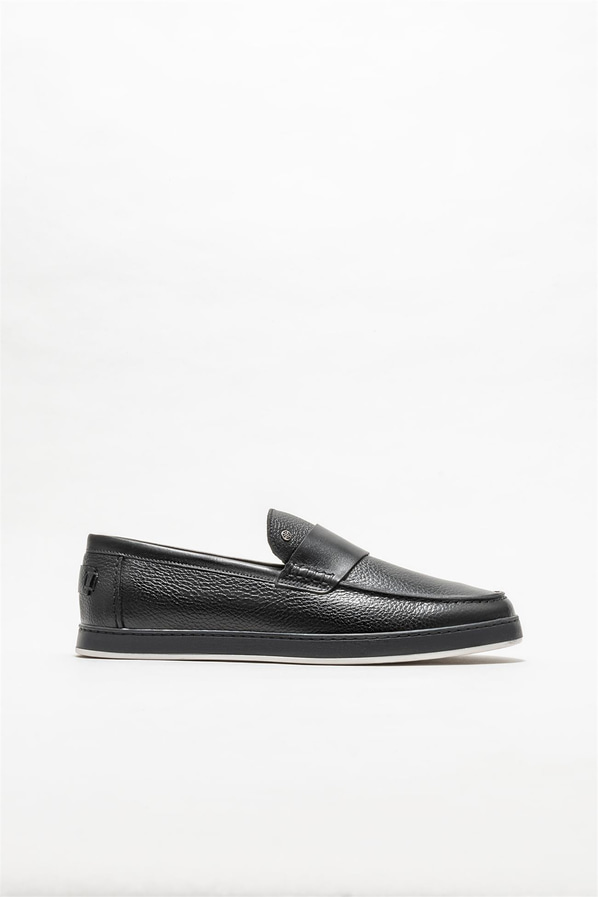 Siyah deri erkek loafer - Elle Shoes