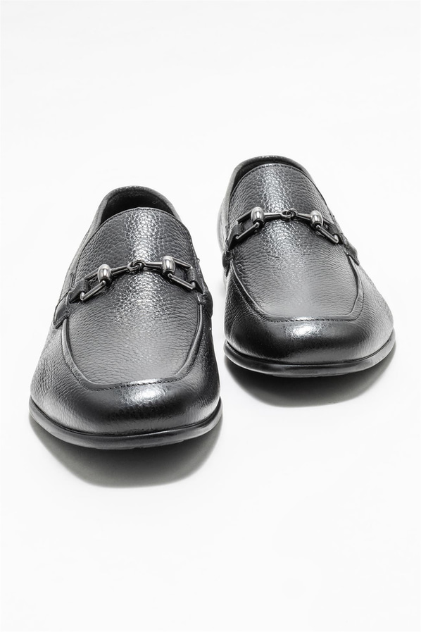 Siyah deri erkek loafer - Elle Shoes