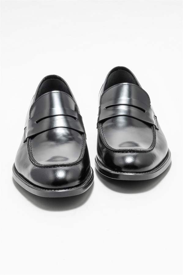 Siyah deri erkek loafer - Elle Shoes