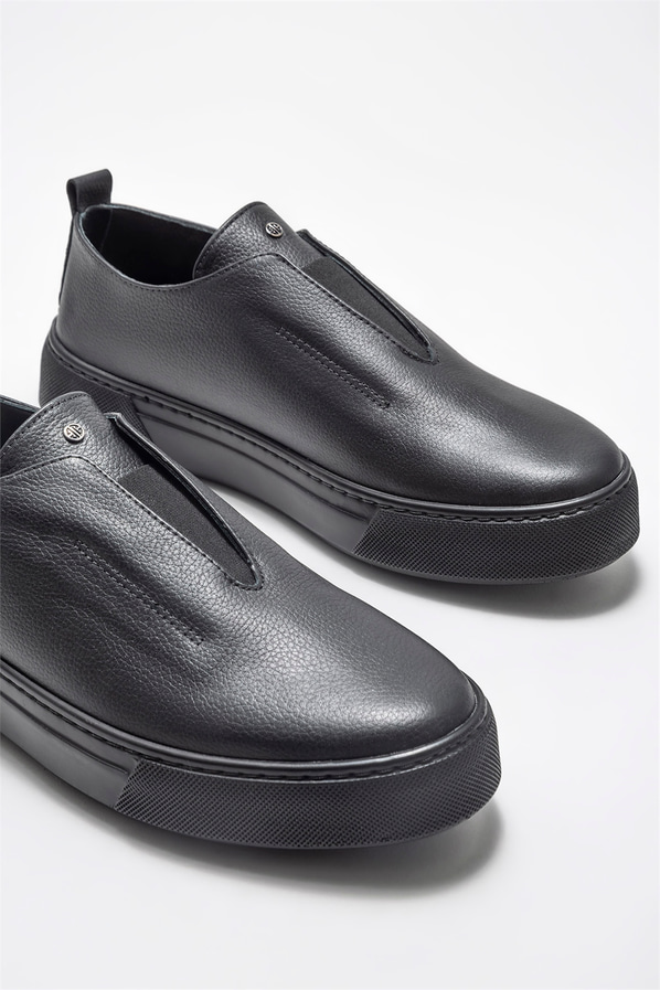 Siyah deri erkek loafer - Elle Shoes