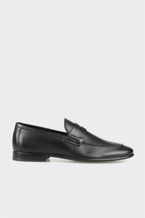 Siyah deri erkek loafer - Elle Shoes