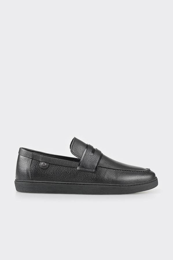 Siyah deri erkek loafer - Elle Shoes