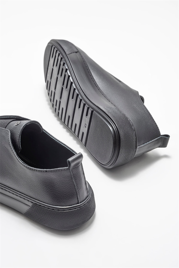 Siyah deri erkek loafer - Elle Shoes