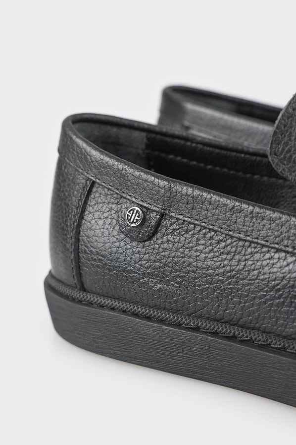 Siyah deri erkek loafer - Elle Shoes